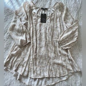 NWT Fred David Paisley 3/4 sleeve Blouse Size M